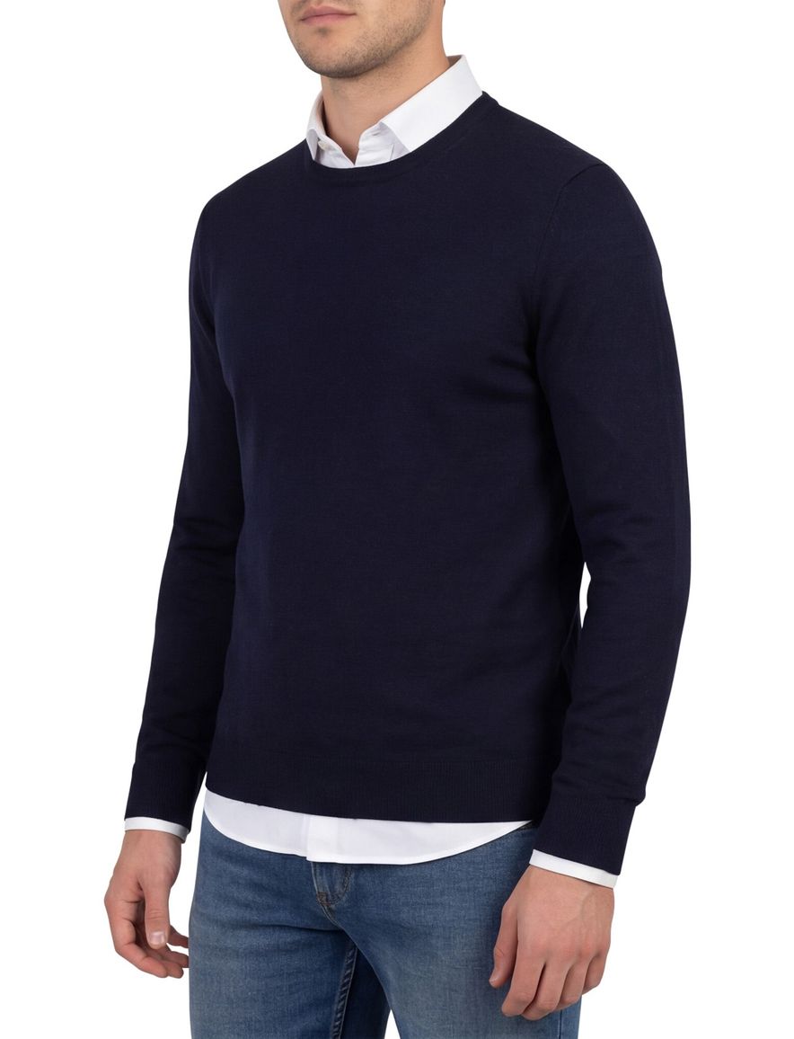 Portofino trui donkerblauw merinowol