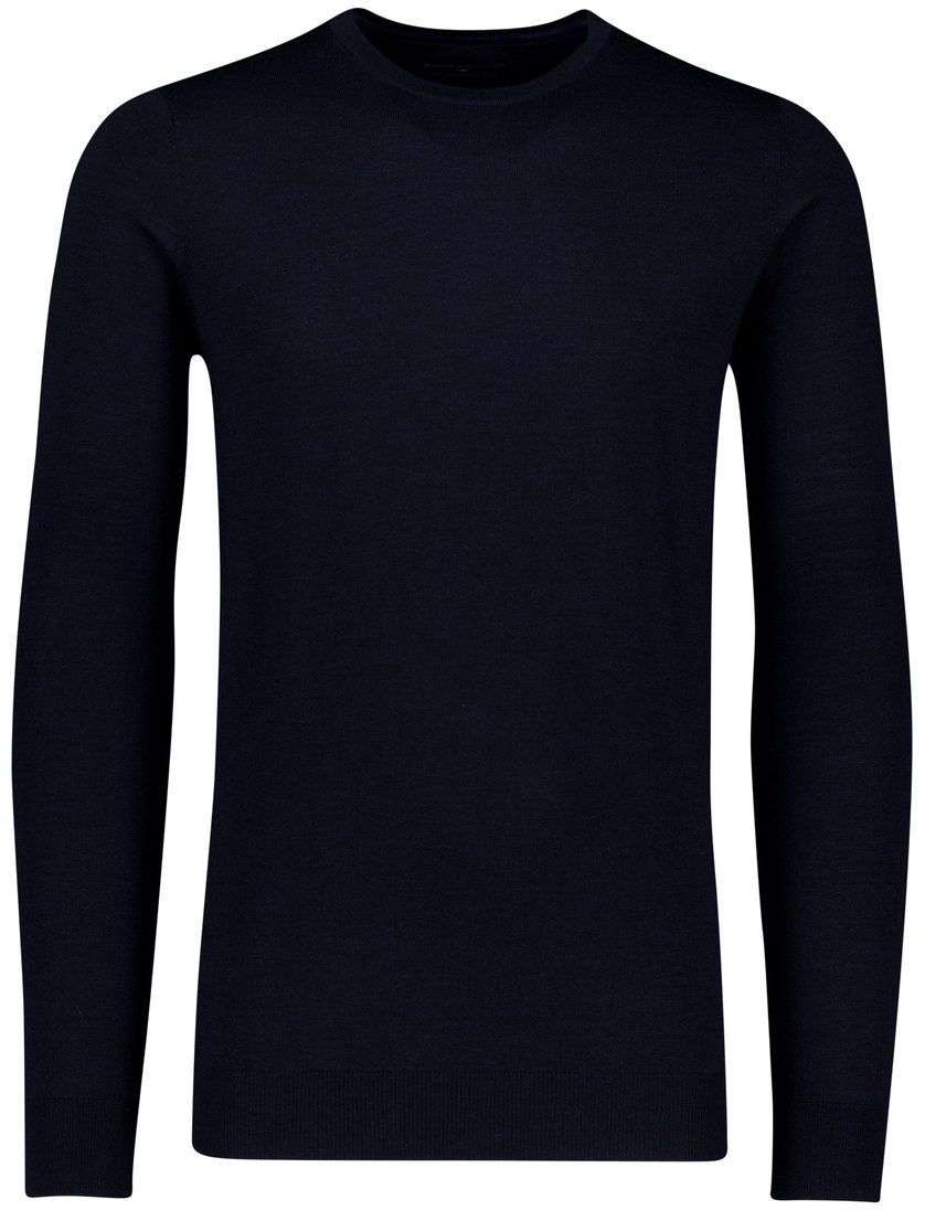 Portofino trui extra lange mouwlengte donkerblauw scheerwol