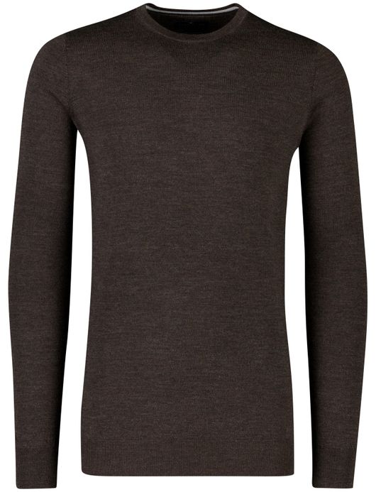 Portofino Trui extra lang donkerbruin merinowol turtleneck