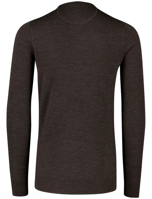 Portofino Trui extra lang donkerbruin merinowol turtleneck