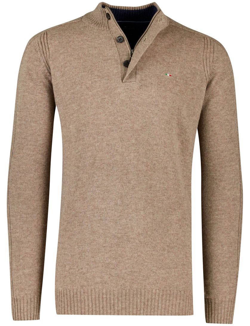 trui extra lange mouwlengte Portofino bruin effen