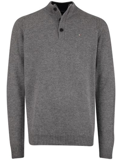 Portofino Portofino trui half zip trui melange grijs lamswol ml7 gemêleerd