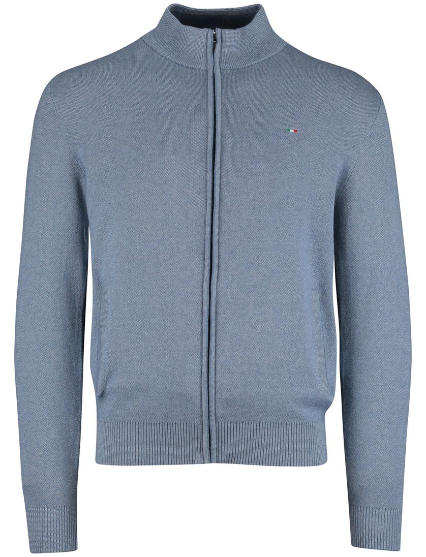 Portofino vest effen blauw katoen normale fit