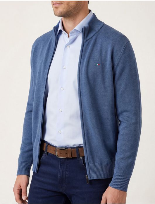 Portofino katoenen vest rits blauw