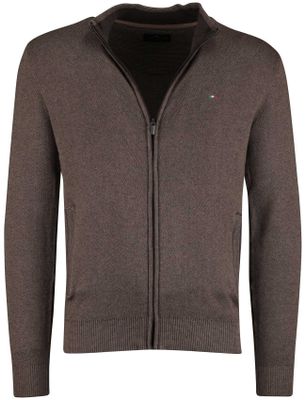 Portofino Portofino Vest Bruin katoen opstaande kraag