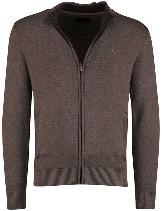 Portofino Vest Bruin opstaande kraag katoen