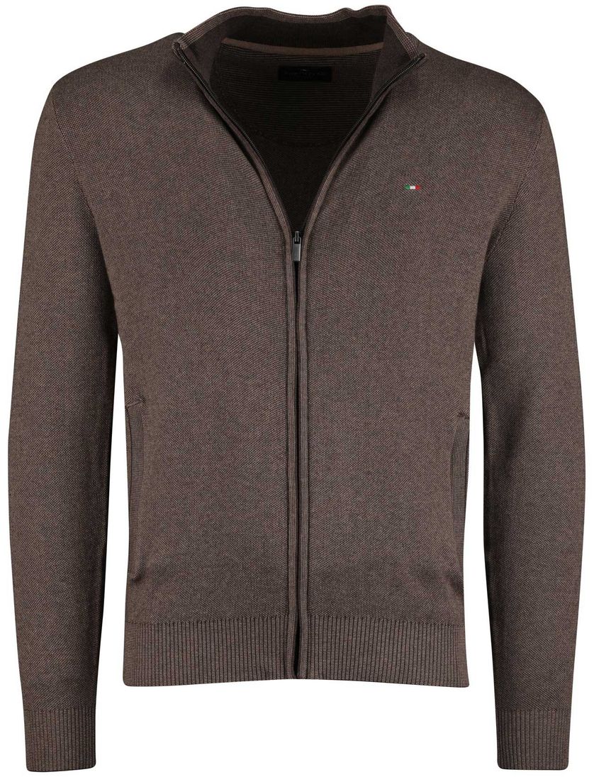 Vest Portofino Bruin opstaande kraag katoen