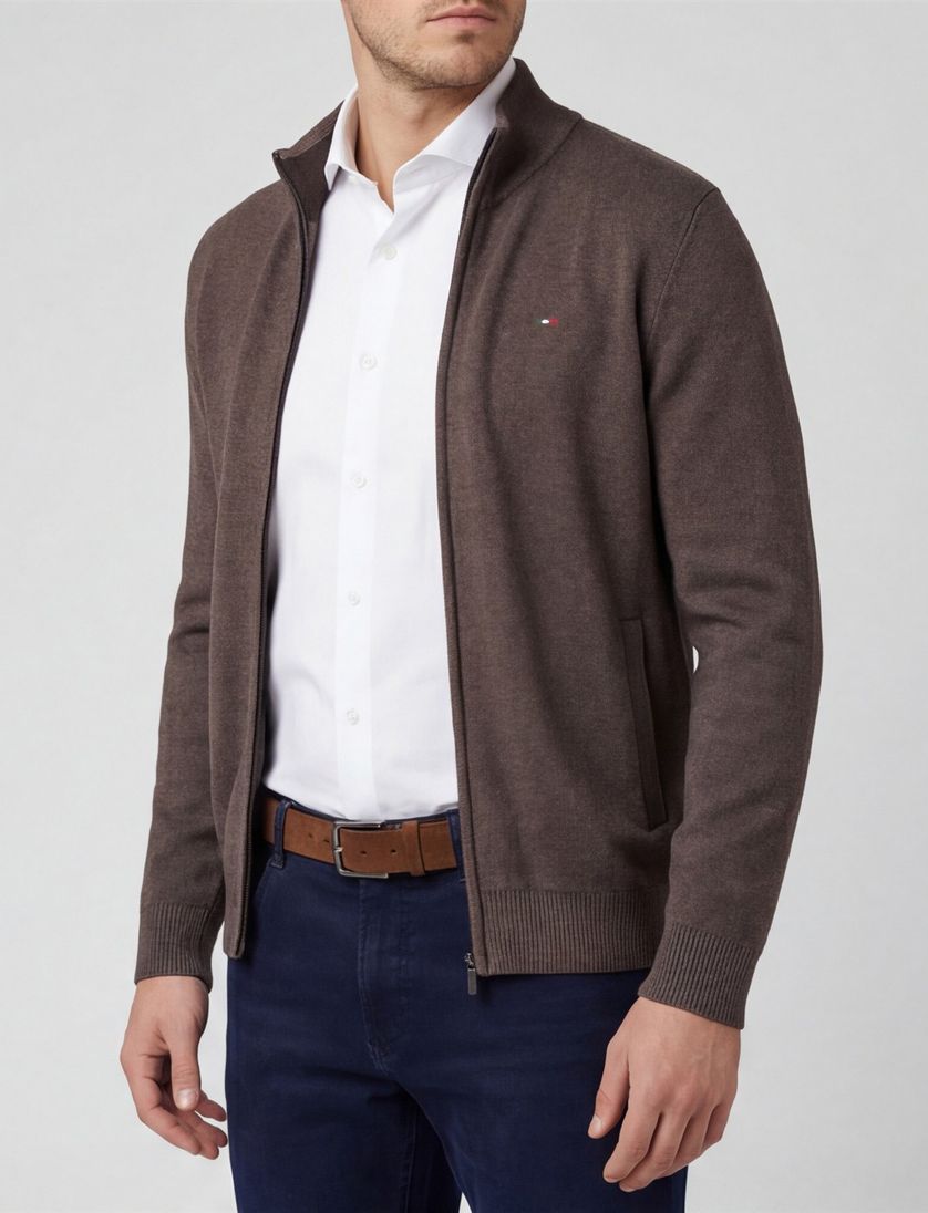 Vest Portofino Bruin opstaande kraag katoen