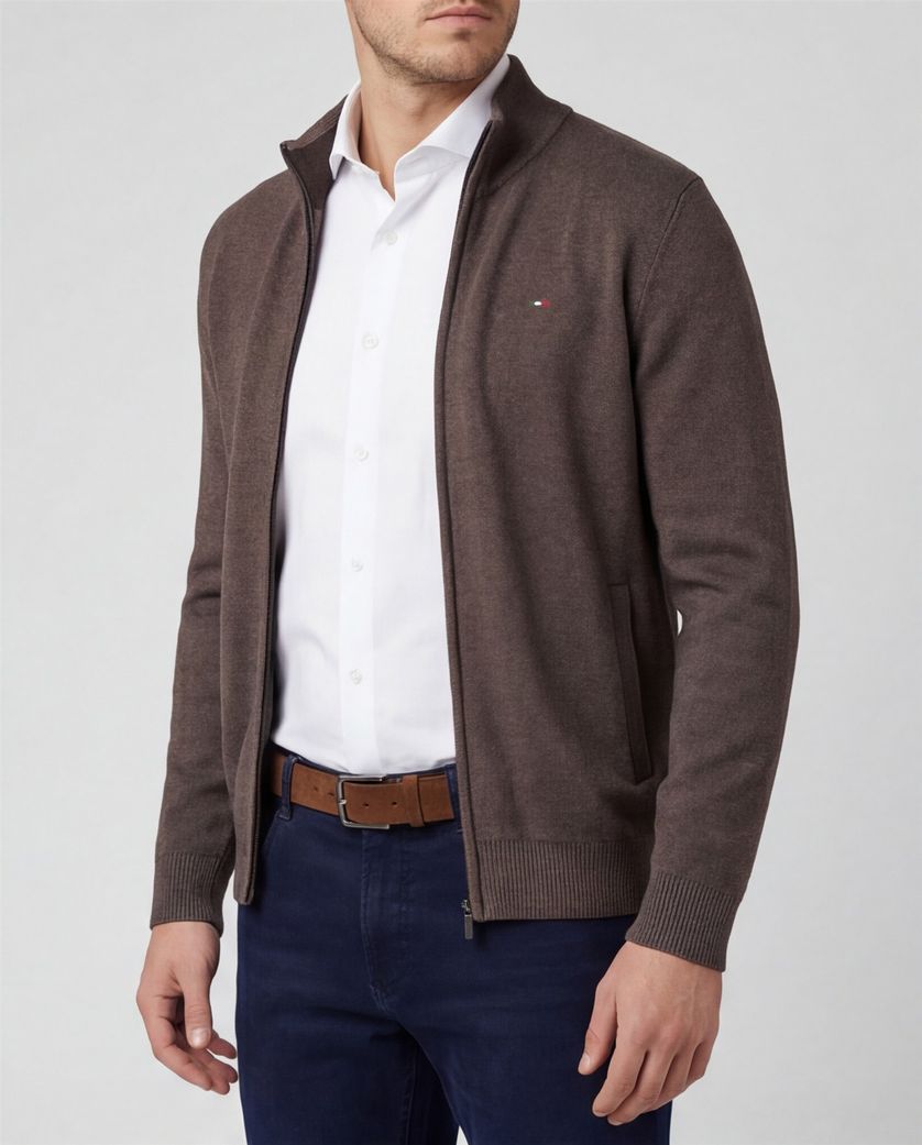 Vest Portofino Bruin opstaande kraag katoen