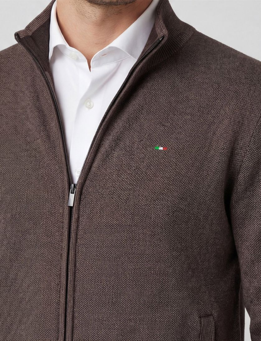 Vest Portofino Bruin opstaande kraag katoen