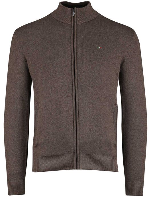 Portofino Vest Bruin opstaande kraag katoen