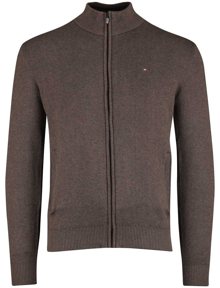 Vest Portofino Bruin opstaande kraag katoen