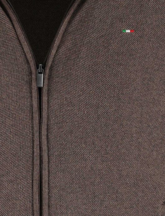 Portofino Vest Bruin opstaande kraag katoen