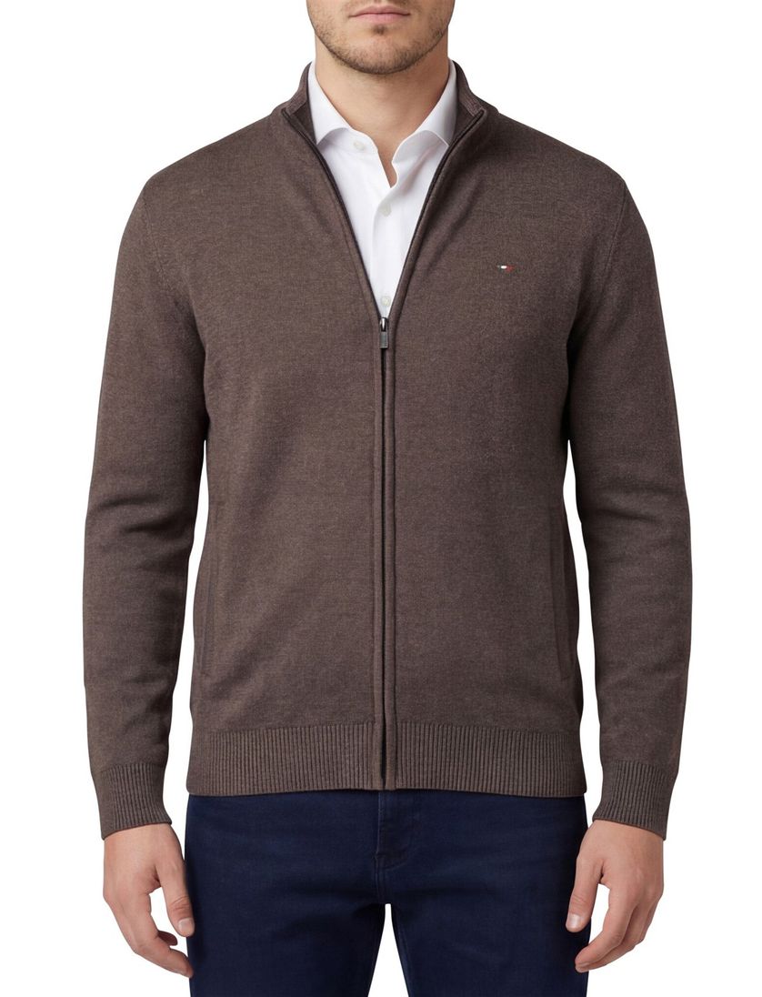 Vest Portofino Bruin opstaande kraag katoen