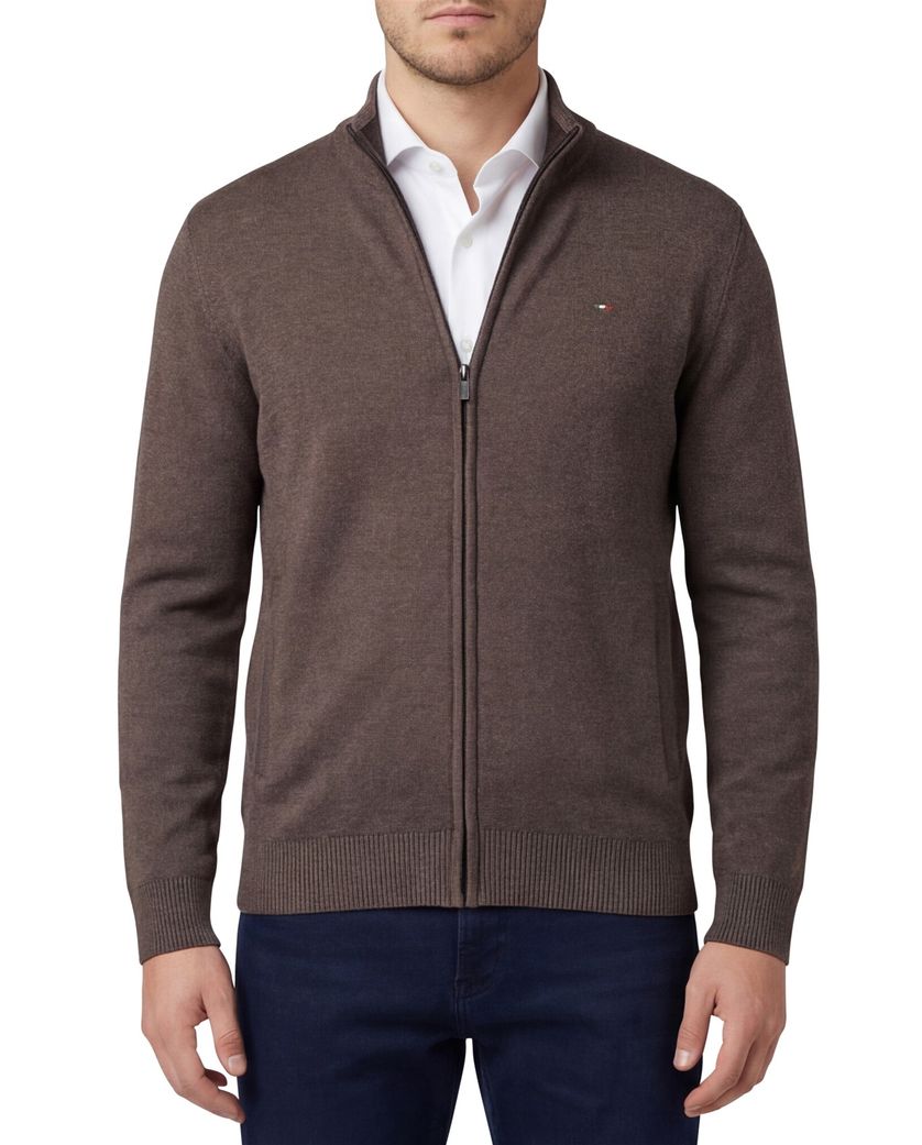 Vest Portofino Bruin opstaande kraag katoen