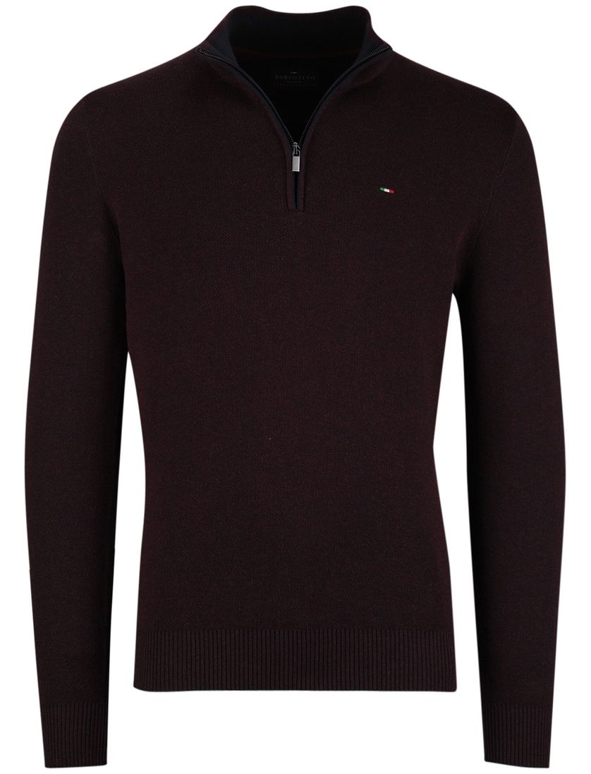 Half zip trui Portofino bordeaux katoen