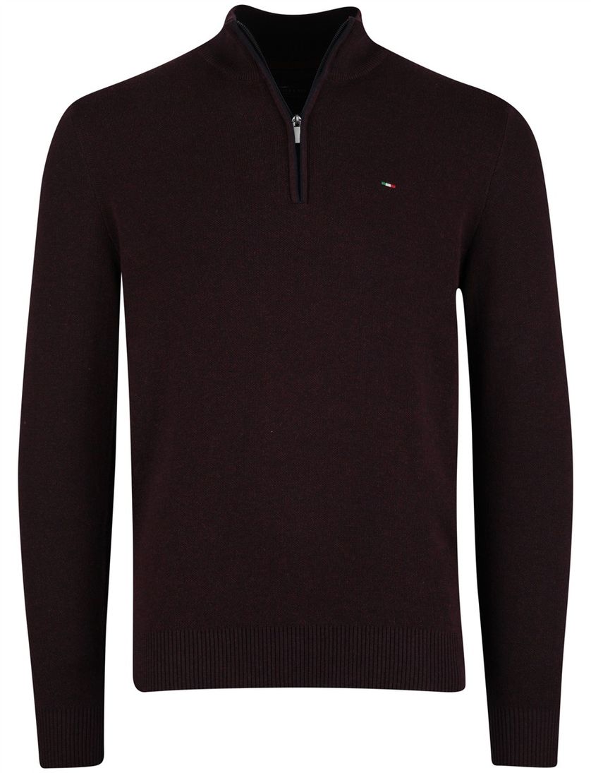 Portofino trui half zip melange bordeaux gemêleerd
