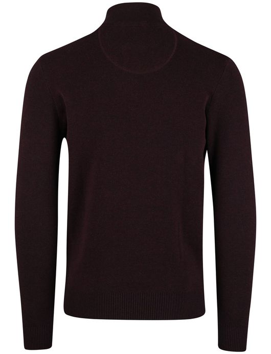 Portofino trui half zip melange bordeaux 100% katoen