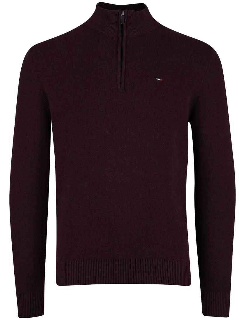 Half zip trui Portofino bordeaux katoen