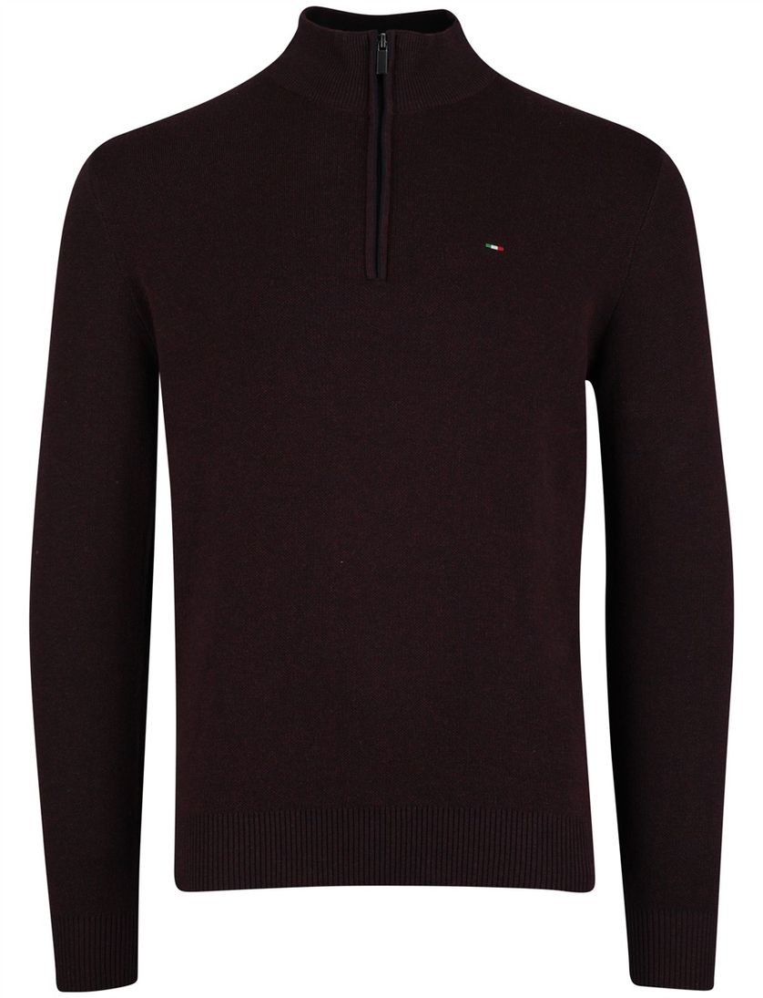 Portofino trui half zip melange bordeaux gemêleerd