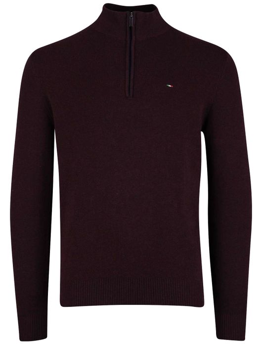 Portofino trui half zip melange rood