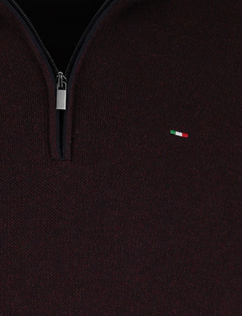 Half zip trui Portofino bordeaux katoen
