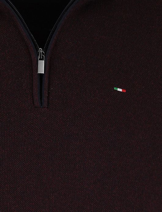 Portofino half zip trui bordeaux katoen