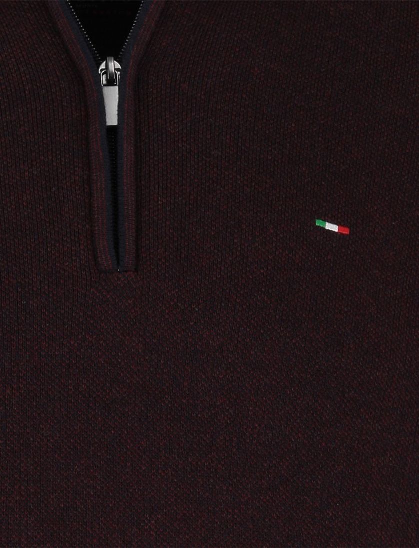Portofino trui half zip melange bordeaux gemêleerd