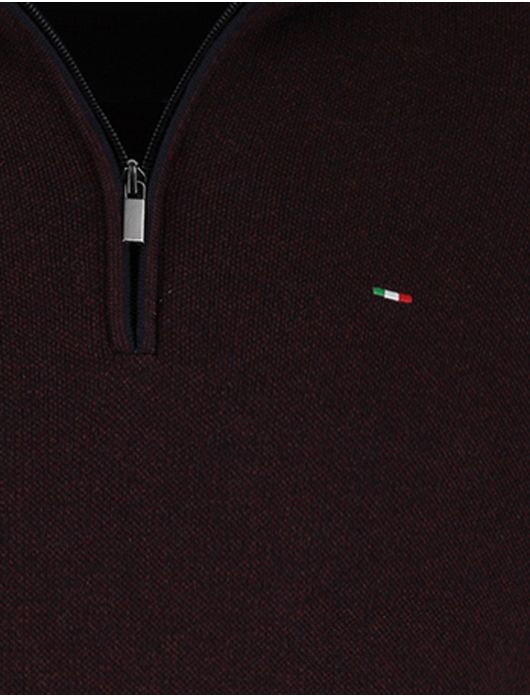 Portofino trui half zip melange rood