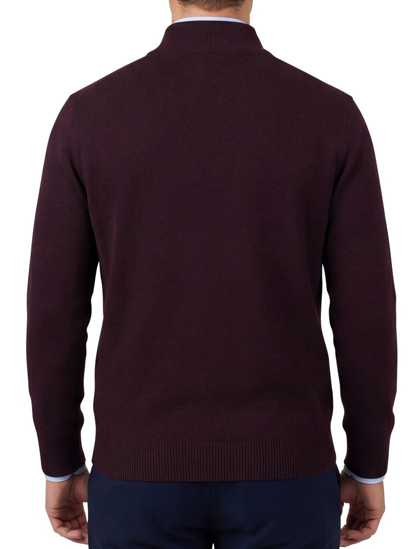 Half zip trui Portofino bordeaux katoen