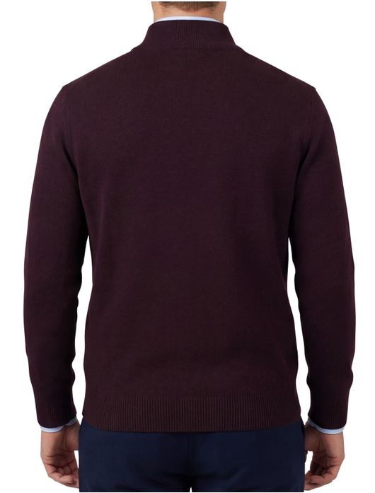 Portofino trui half zip melange rood