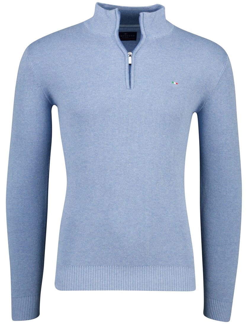 Lichtblauwe half zip Portofino katoen