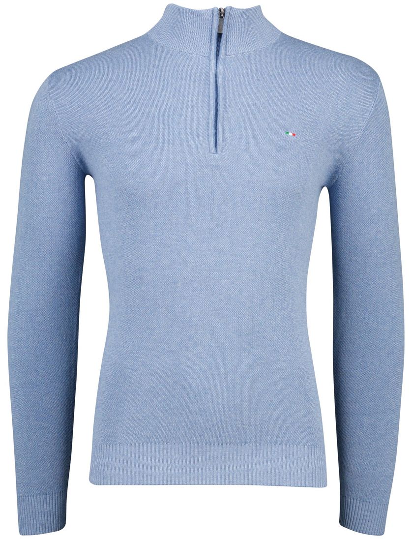 Lichtblauwe half zip Portofino katoen