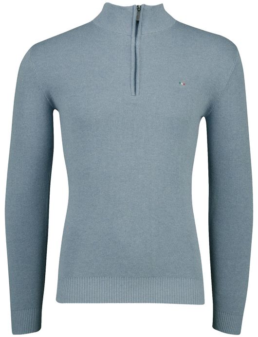 Portofino half zip trui lichtblauw katoen
