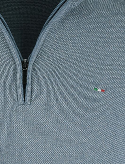 Half zip trui Portofino lichtblauw katoen