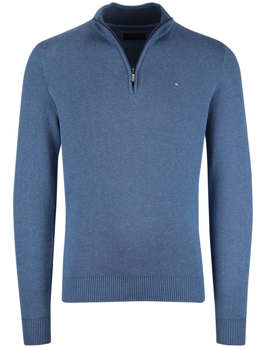 Portofino half zip trui blauw gemeleerd