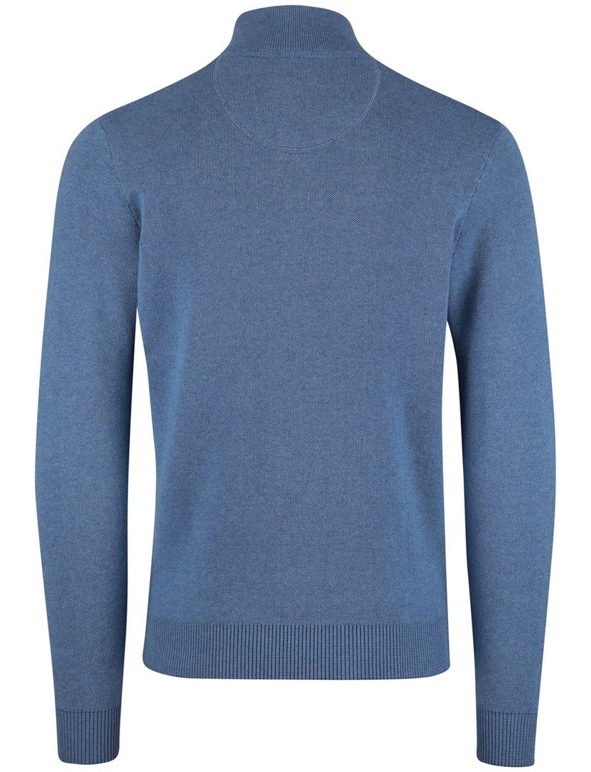 Half zip trui Portofino blauw katoen