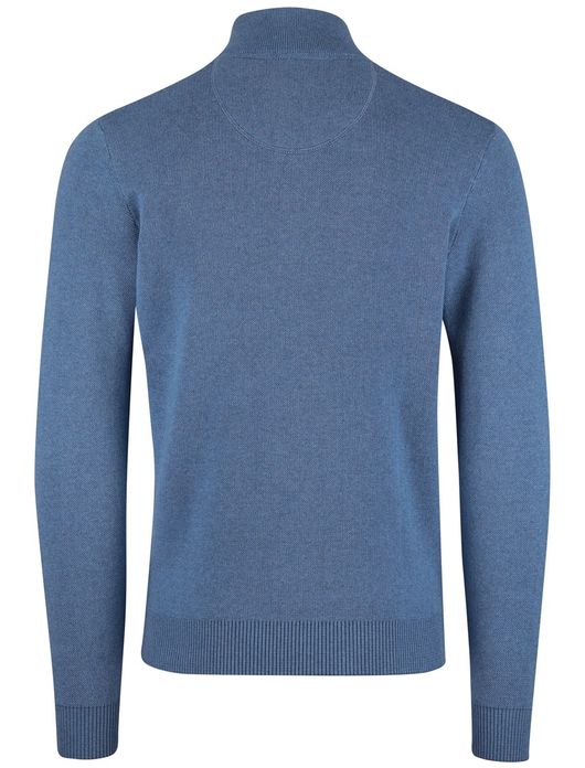 Portofino trui half zip melange blauw