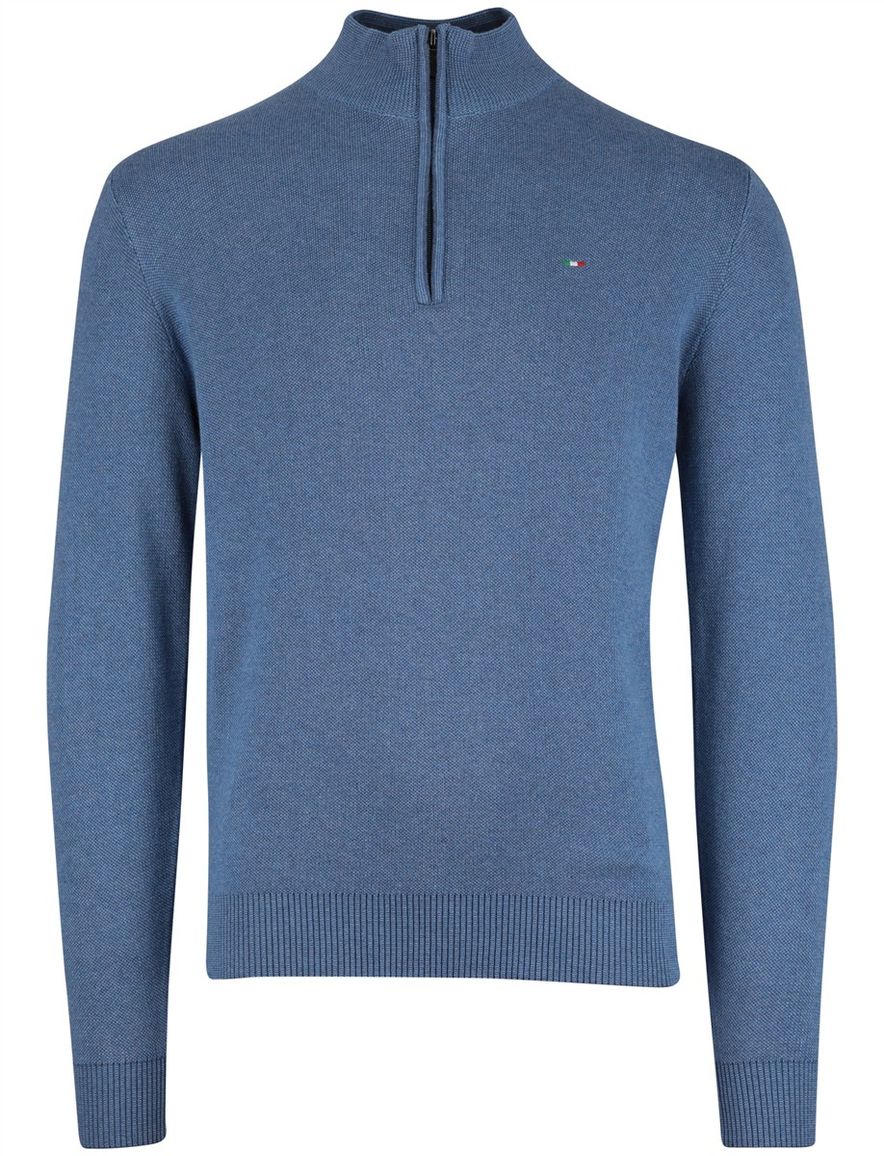Portofino half zip trui blauw gemeleerd
