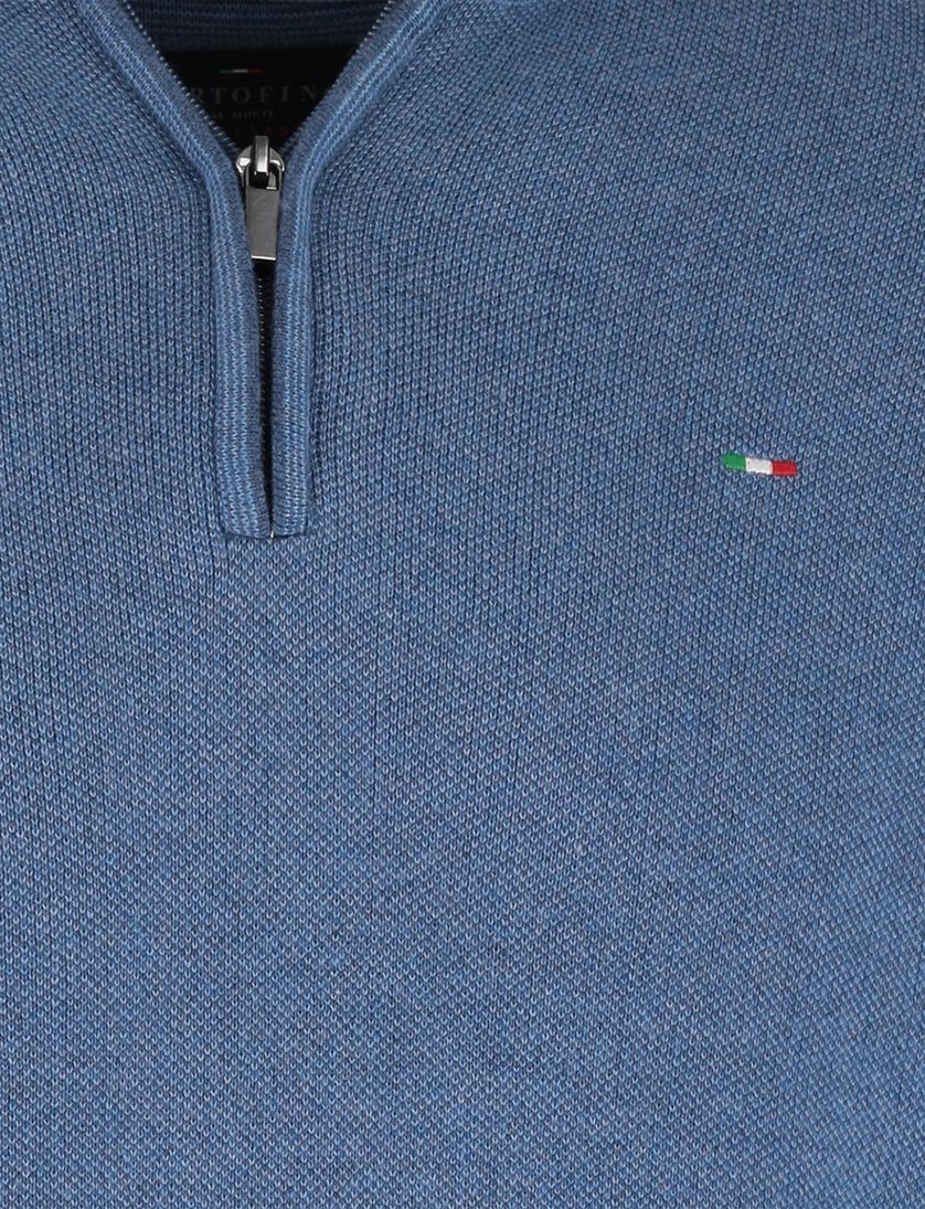 Portofino trui half zip melange blauw gemêleerd