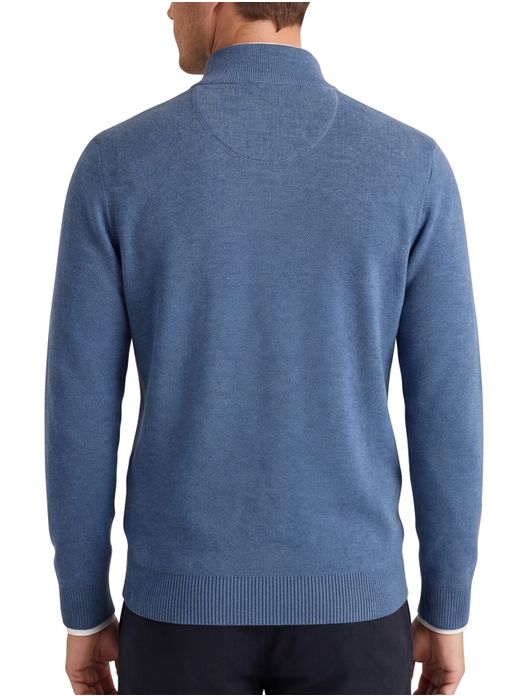 Portofino trui half zip melange blauw
