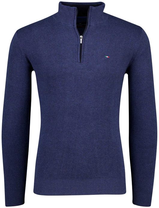 Portofino donkerblauwe half zip trui katoen