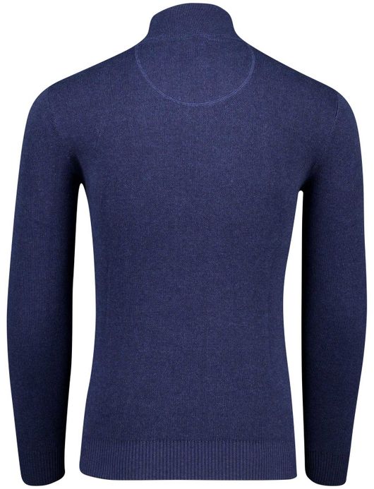 Katoenen half zip trui Portofino donkerblauw