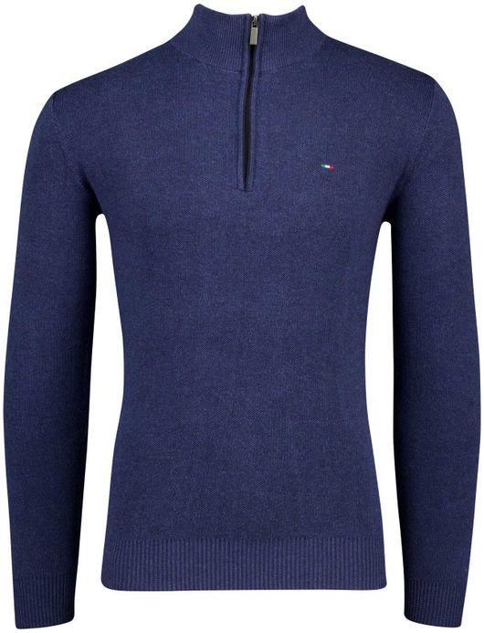Portofino donkerblauwe half zip trui katoen