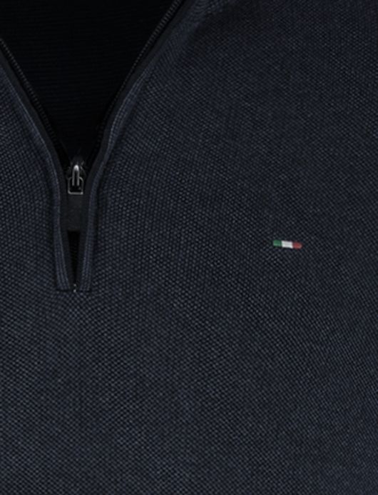 Portofino half zip trui gemeleerd donkerblauw