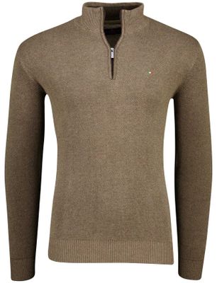 Portofino Portofino bruine half zip trui katoen