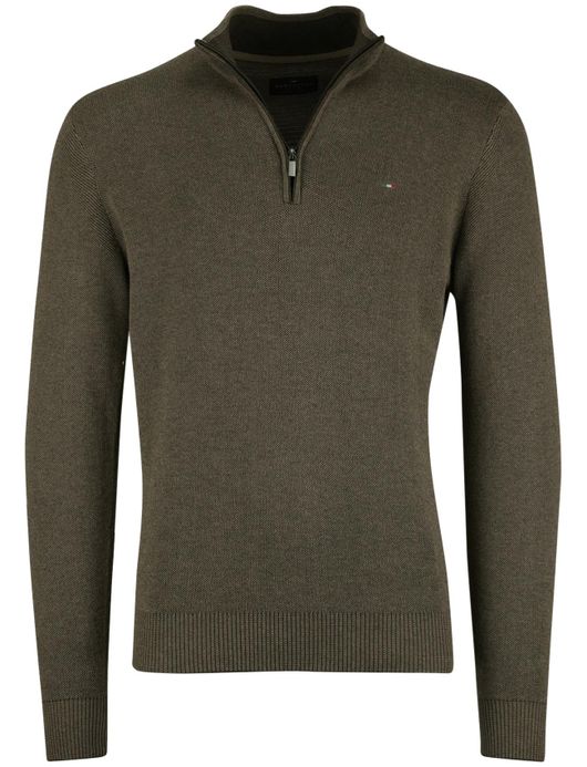 Portofino half zip trui bruin gemeleerd