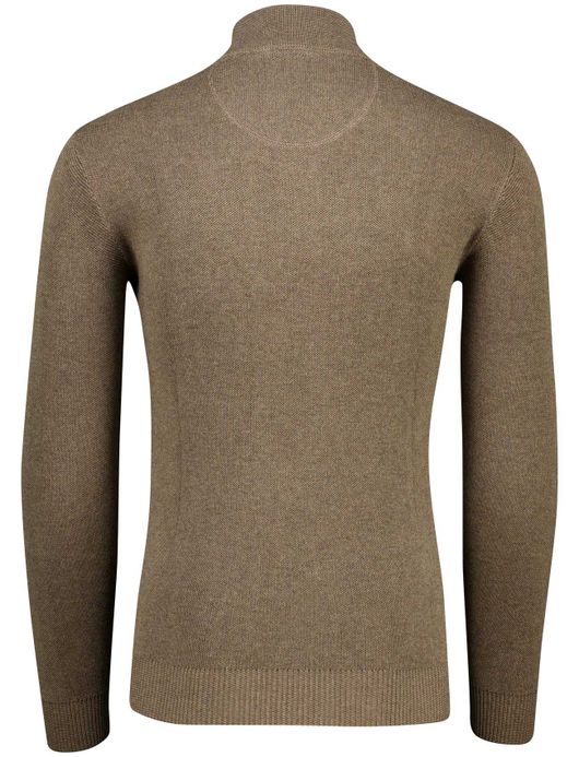 Bruine half zip Portofino katoen