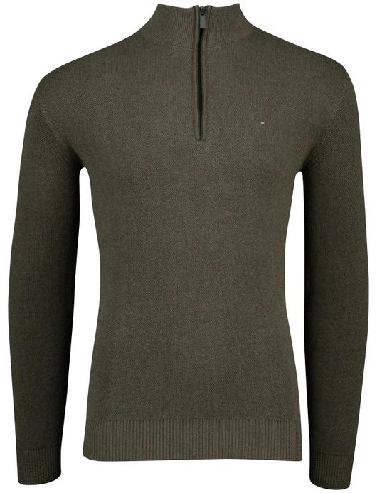 Portofino half zip trui bruin gemeleerd
