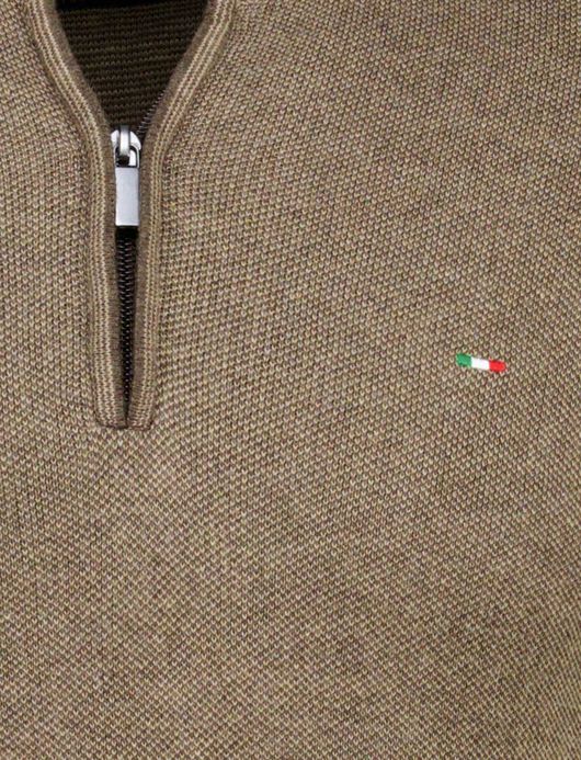 Katoenen half zip trui Portofino bruin